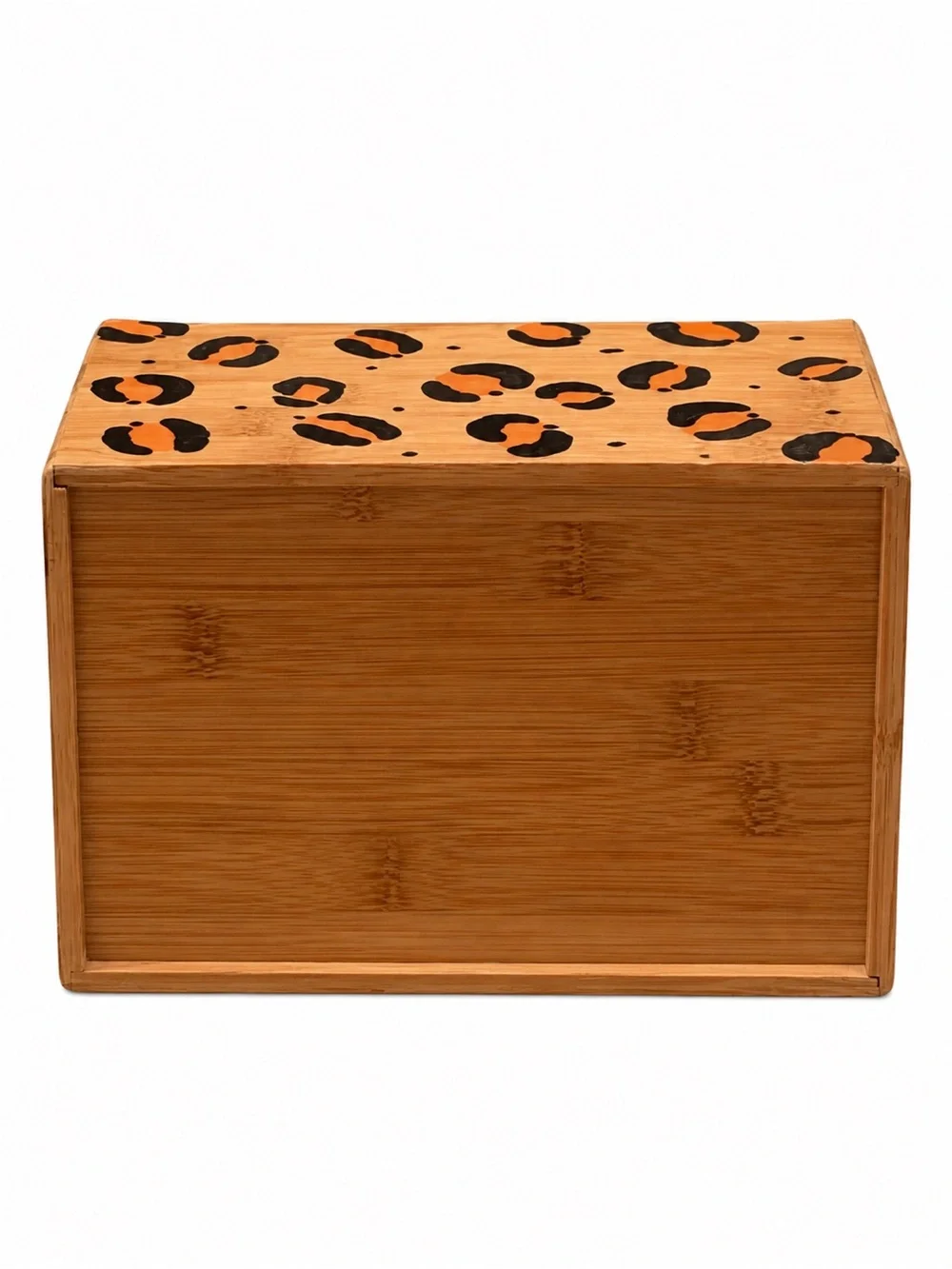 Hand-Painted Bamboo Leopard Print Organizer Caddy